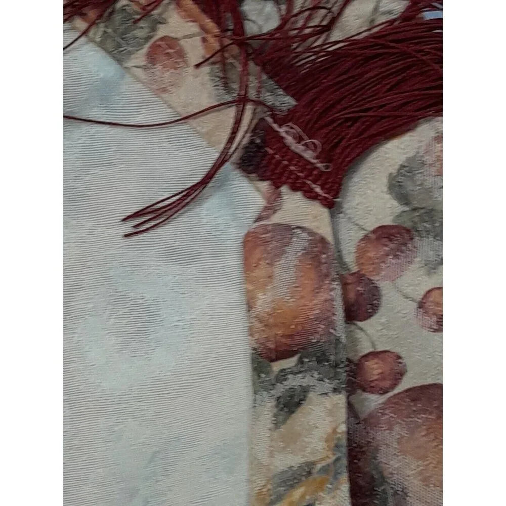 2 Vintage Fall Friut Design Table Runners With Red Fringe 72